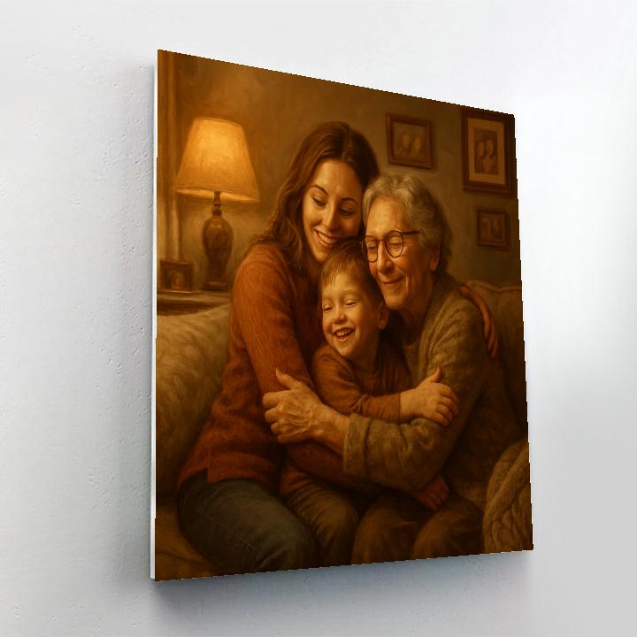 Embrace Of Generations In Cozy Living Room DIY paint by numbers