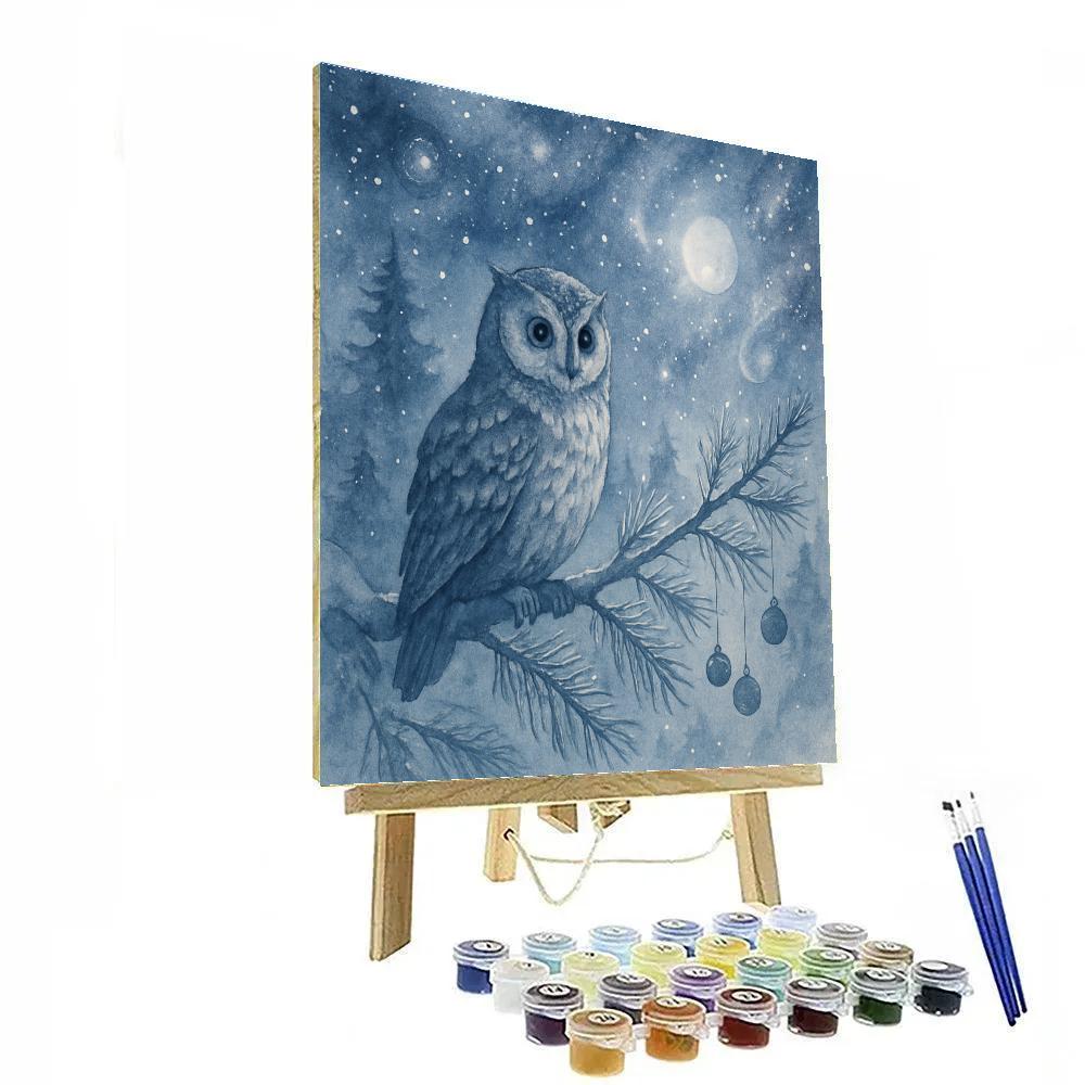 Stargazer Owl On Frostbound Bough paint by numbers
