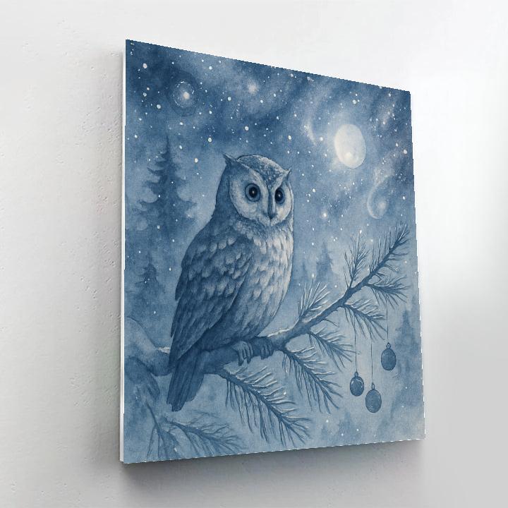 Stargazer Owl On Frostbound Bough paint by numbers