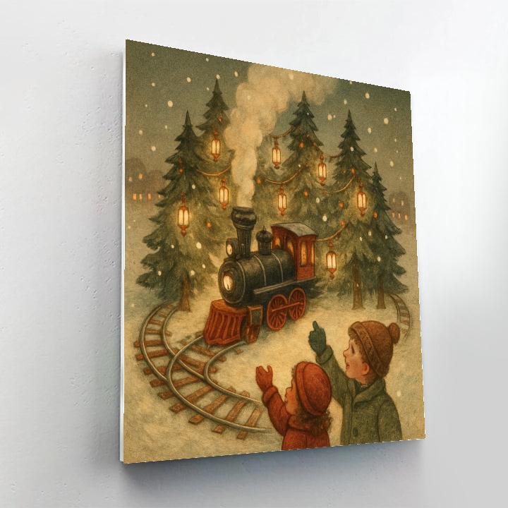 Toy Train Under Lantern Pines DIY paint by numbers