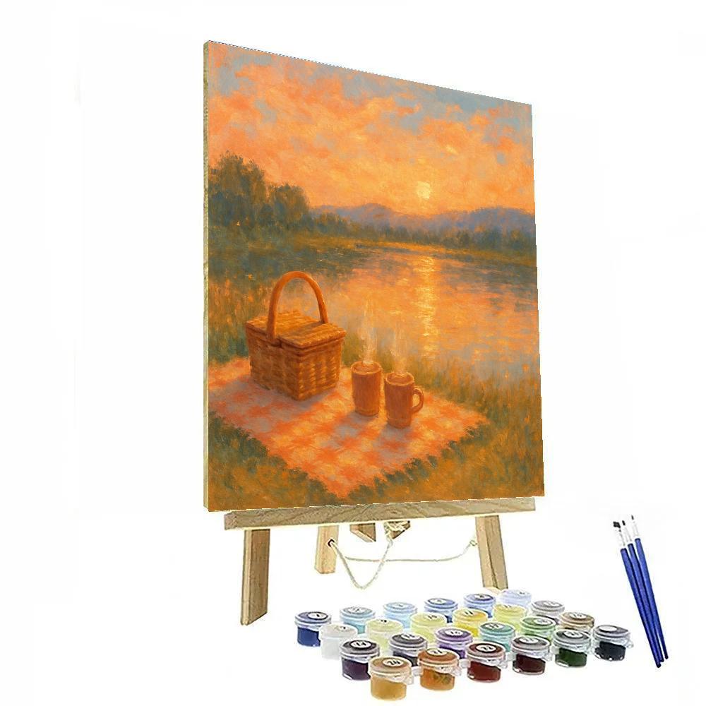 Sunset Picnic By The Quiet Pond Paint by numbers kits