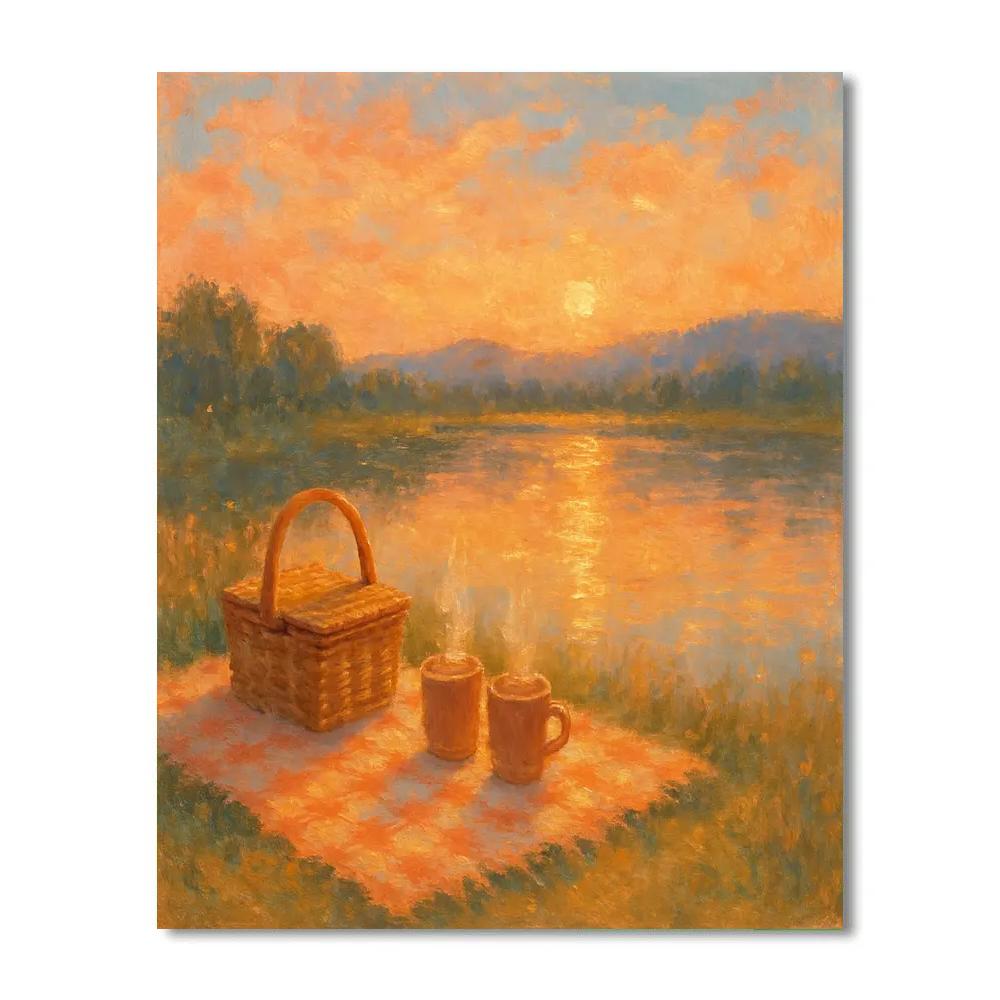 Sunset Picnic By The Quiet Pond Paint by numbers kits
