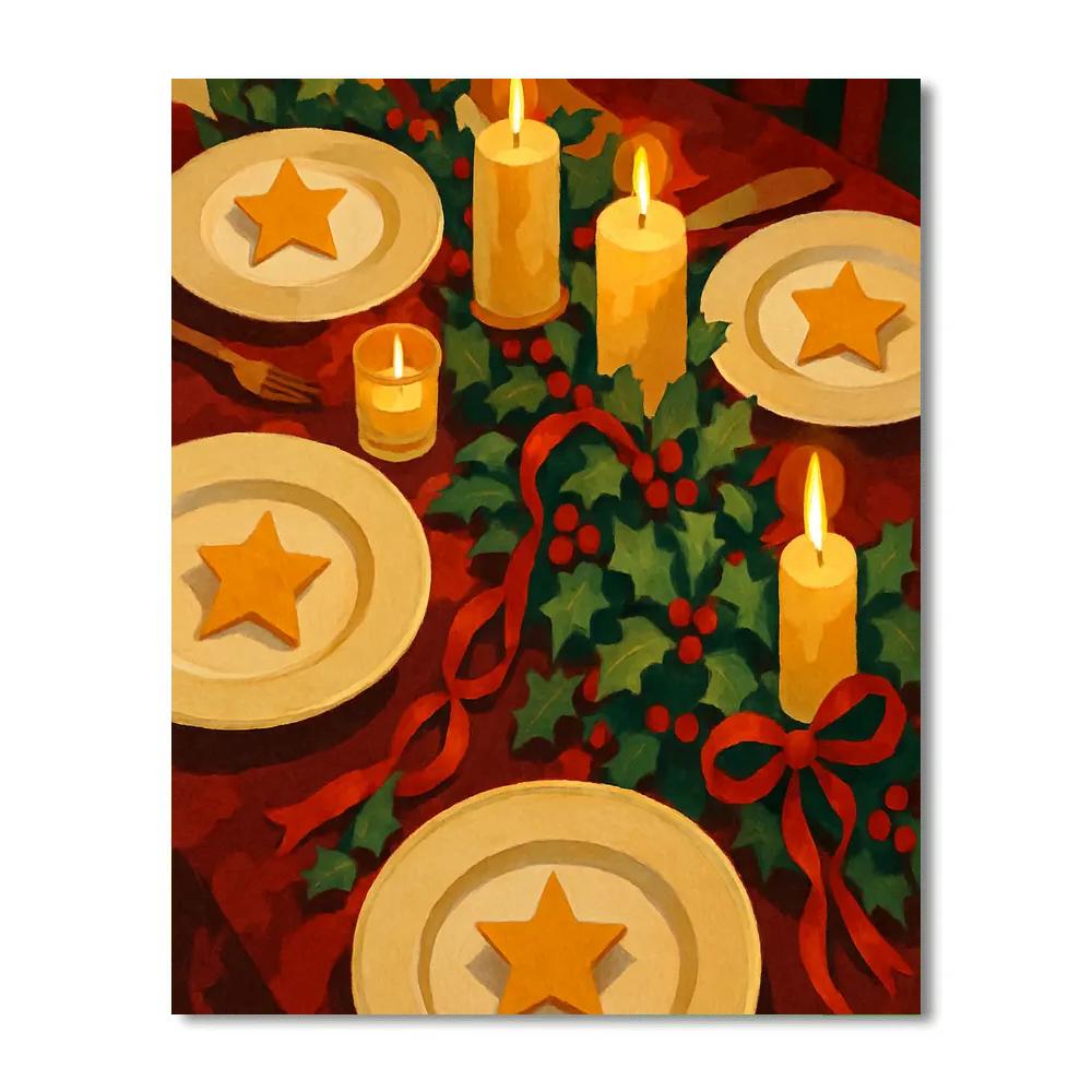 Ribboned Christmas Feast paint by color