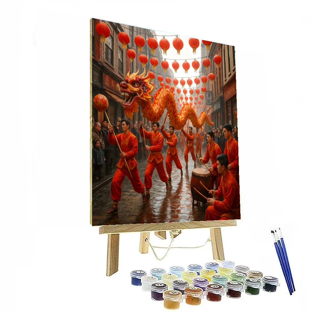Colorful Lantern Canopy At Chinese New Year Dragon Dance paint by numbers