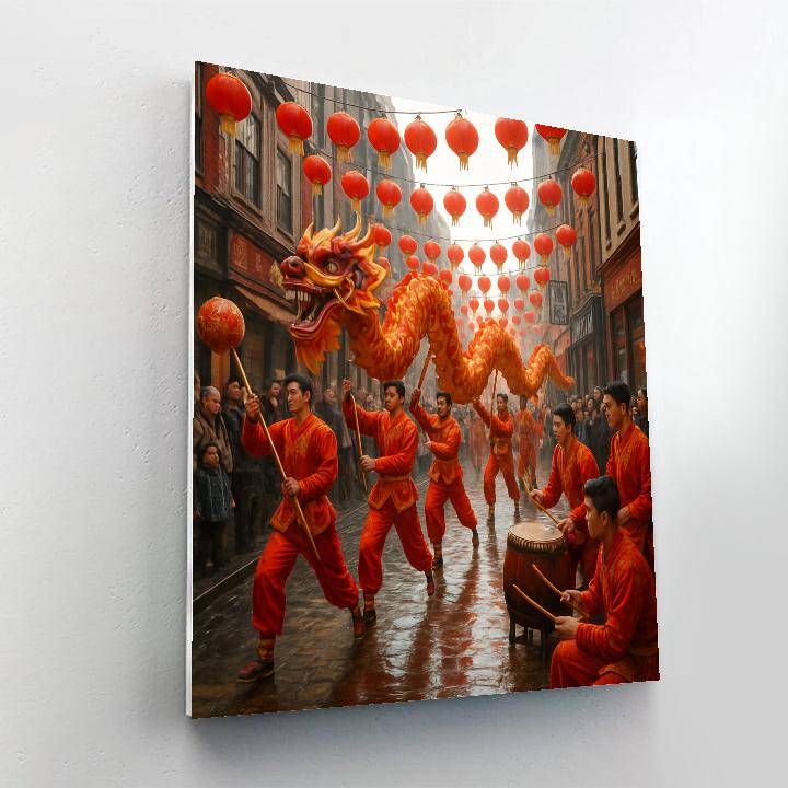 Colorful Lantern Canopy At Chinese New Year Dragon Dance paint by numbers
