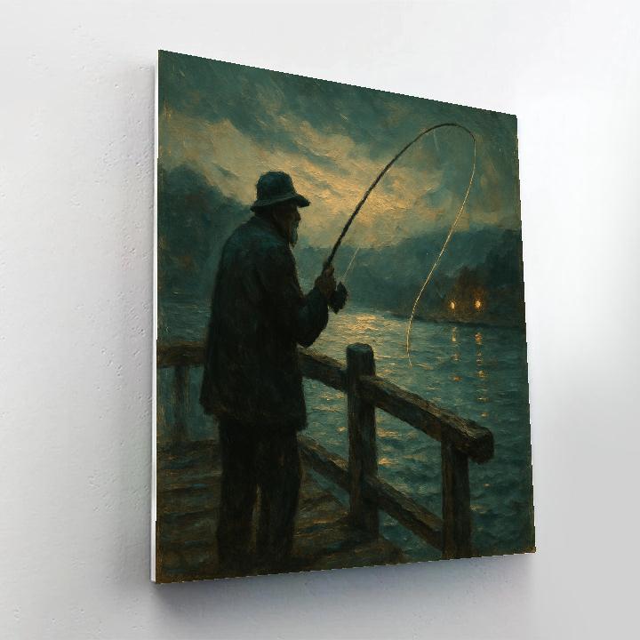 Twilight Fisherman On Foggy Inlet paint by color