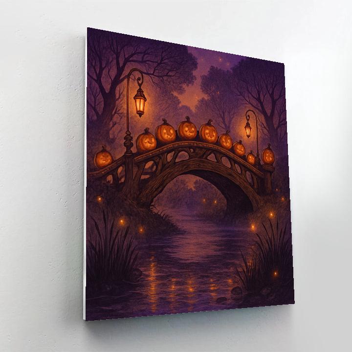 Lanterns Over The Pumpkin Bridge paint by numbers