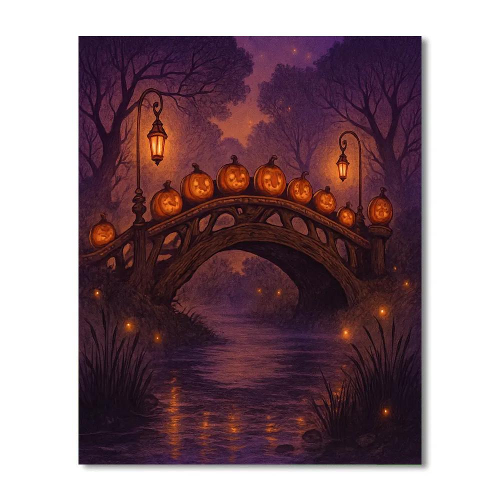Lanterns Over The Pumpkin Bridge paint by numbers