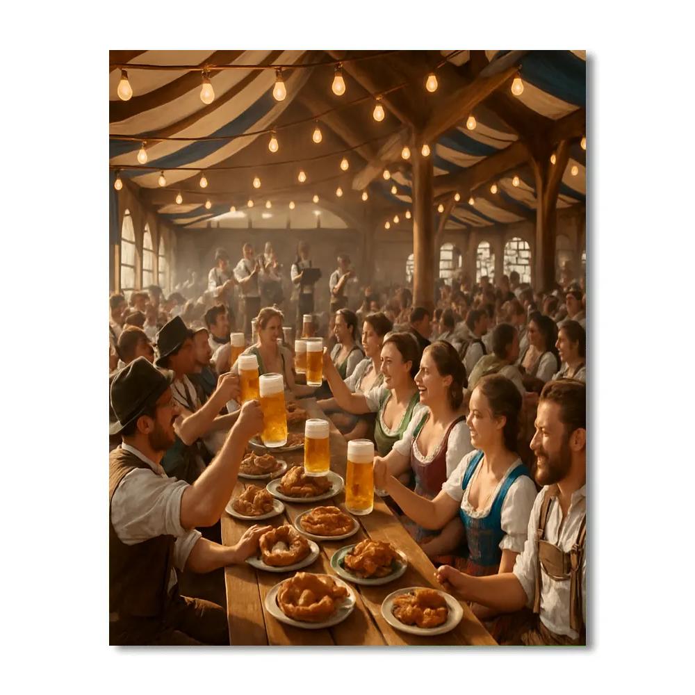 Traditional Oktoberfest Gathering With Lederhosen painting number kit