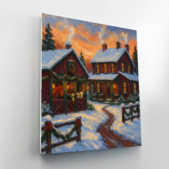 Festive Farmstead With Lanterns painting number kit