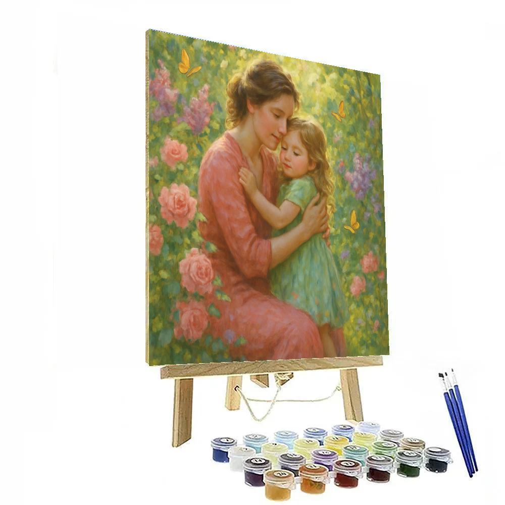 Mother And Child Embracing In A Garden Paint by numbers art