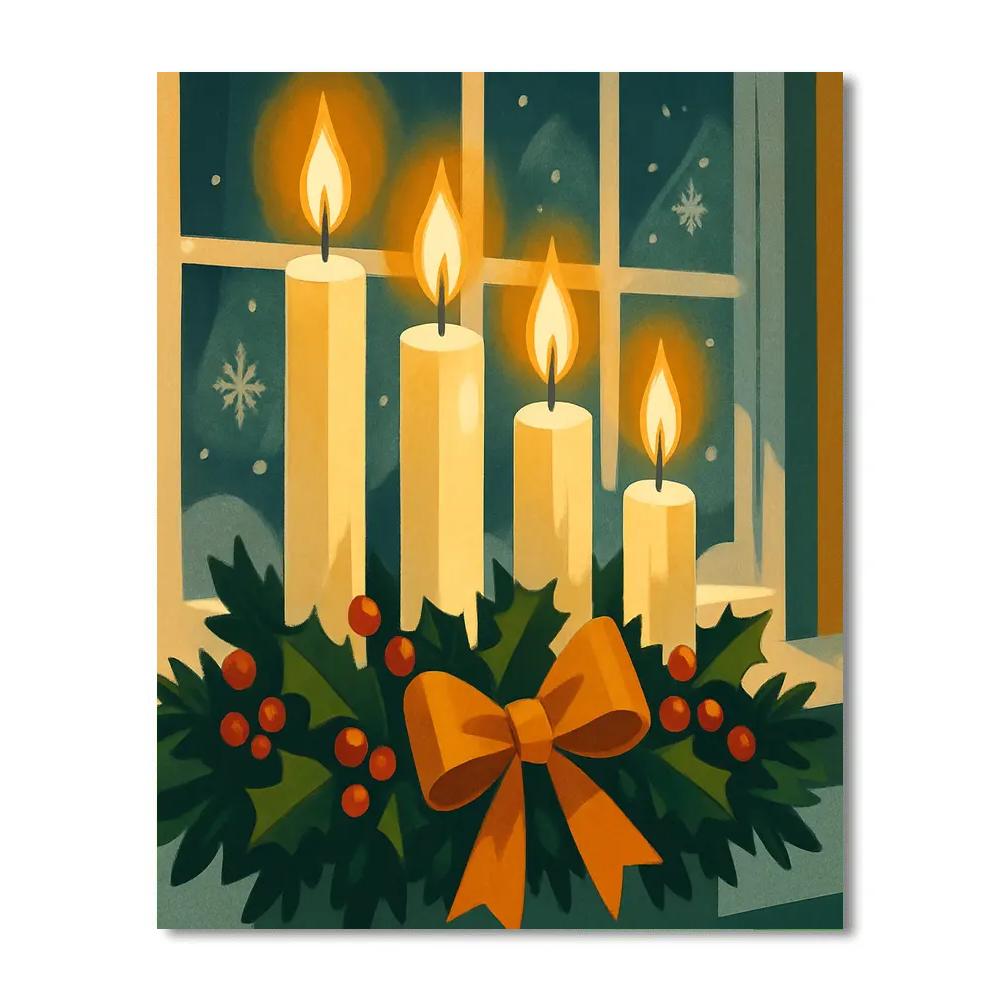 Candles Along The Window paint by numbers