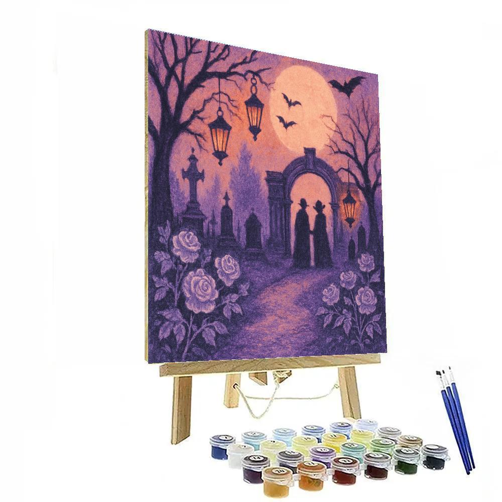 Moonlit Cemetery Promenade paint by number