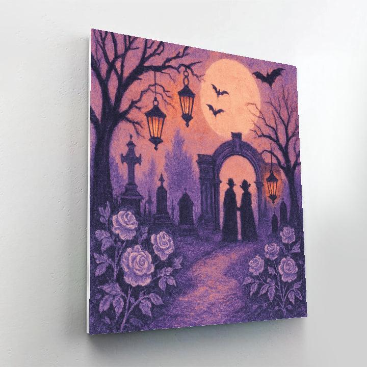 Moonlit Cemetery Promenade paint by number