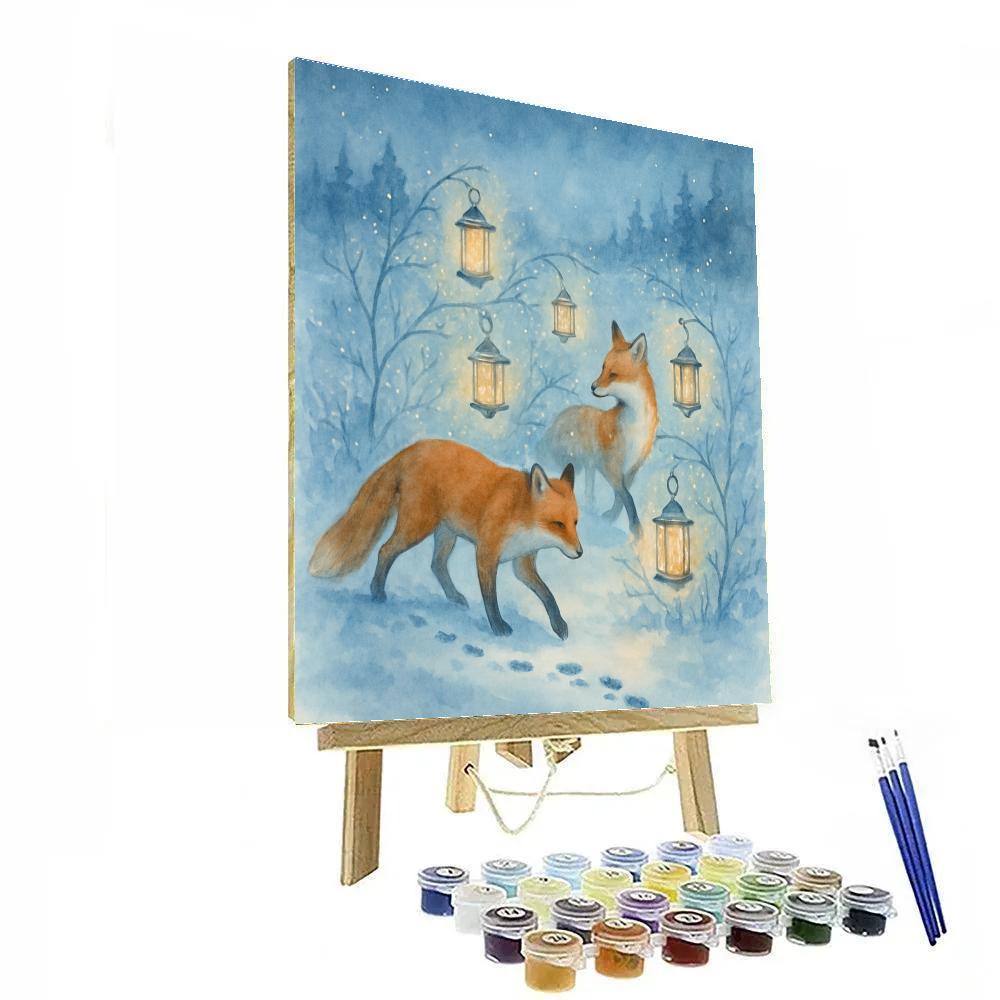 Snow Fox Lantern Dance painting number kit