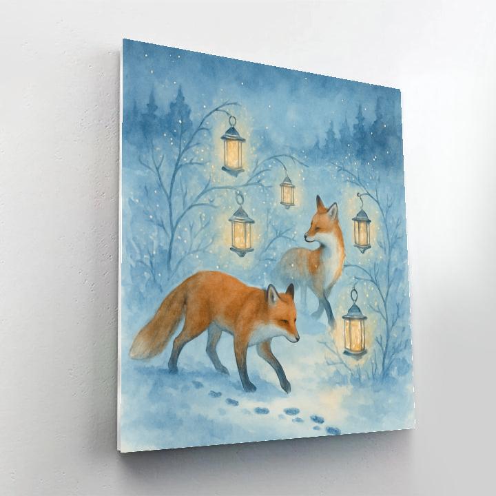 Snow Fox Lantern Dance painting number kit