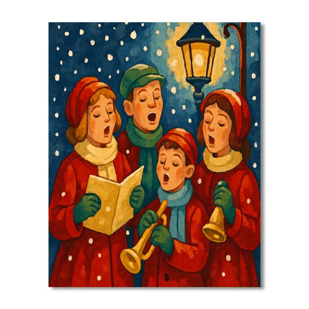 Snowflake Carolers Ensemble painting number kit