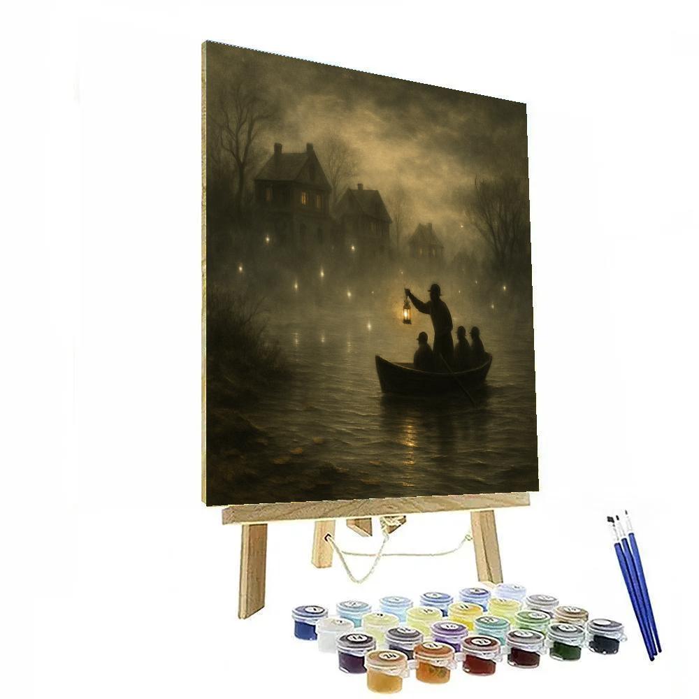 Foggy Hollow With Lantern Ferryman paint by color