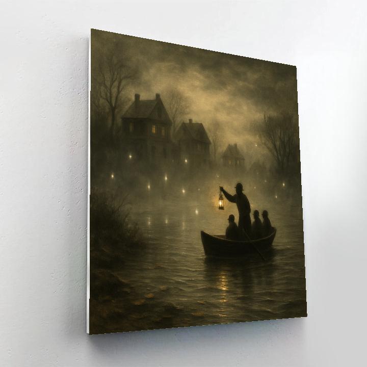 Foggy Hollow With Lantern Ferryman paint by color