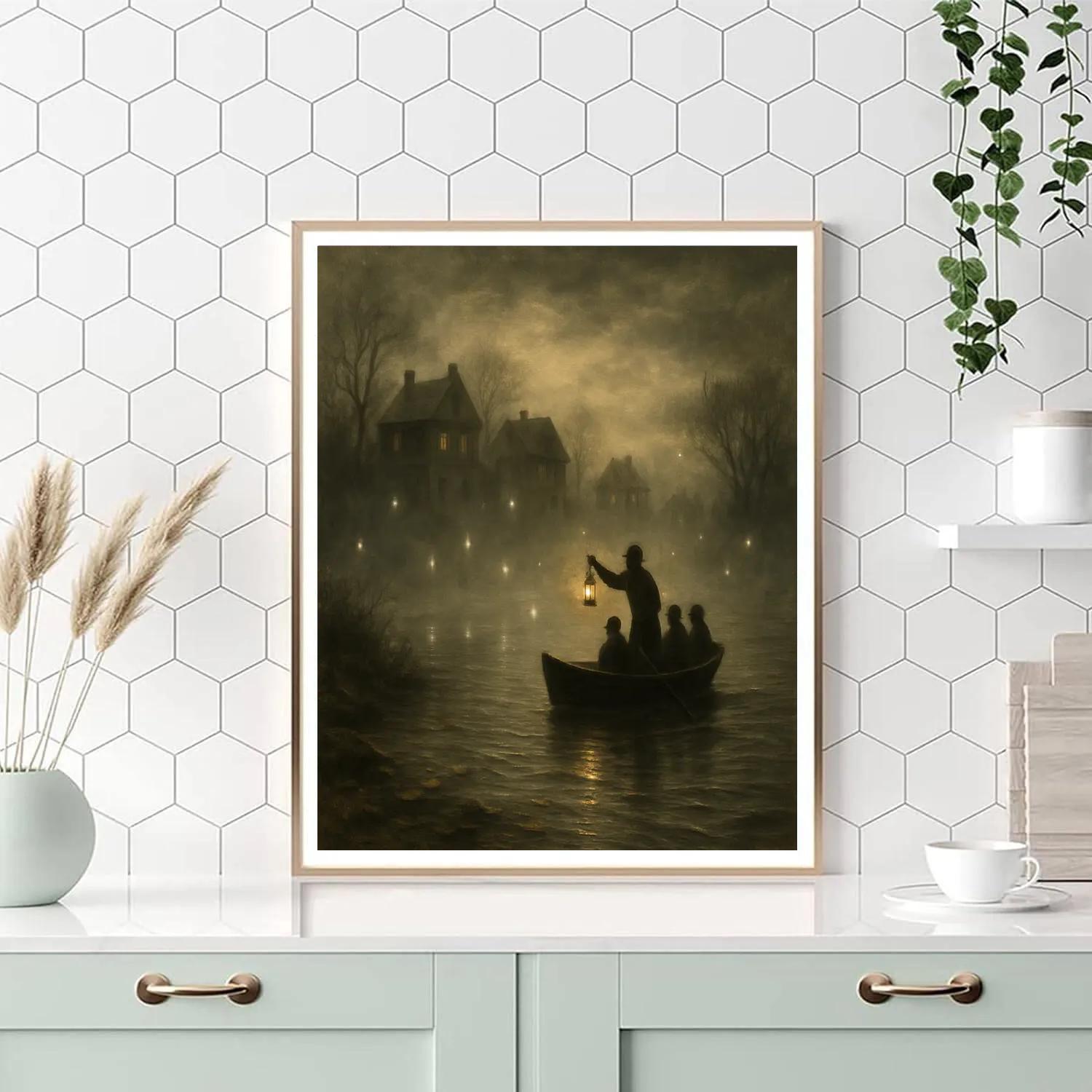 Foggy Hollow With Lantern Ferryman paint by color