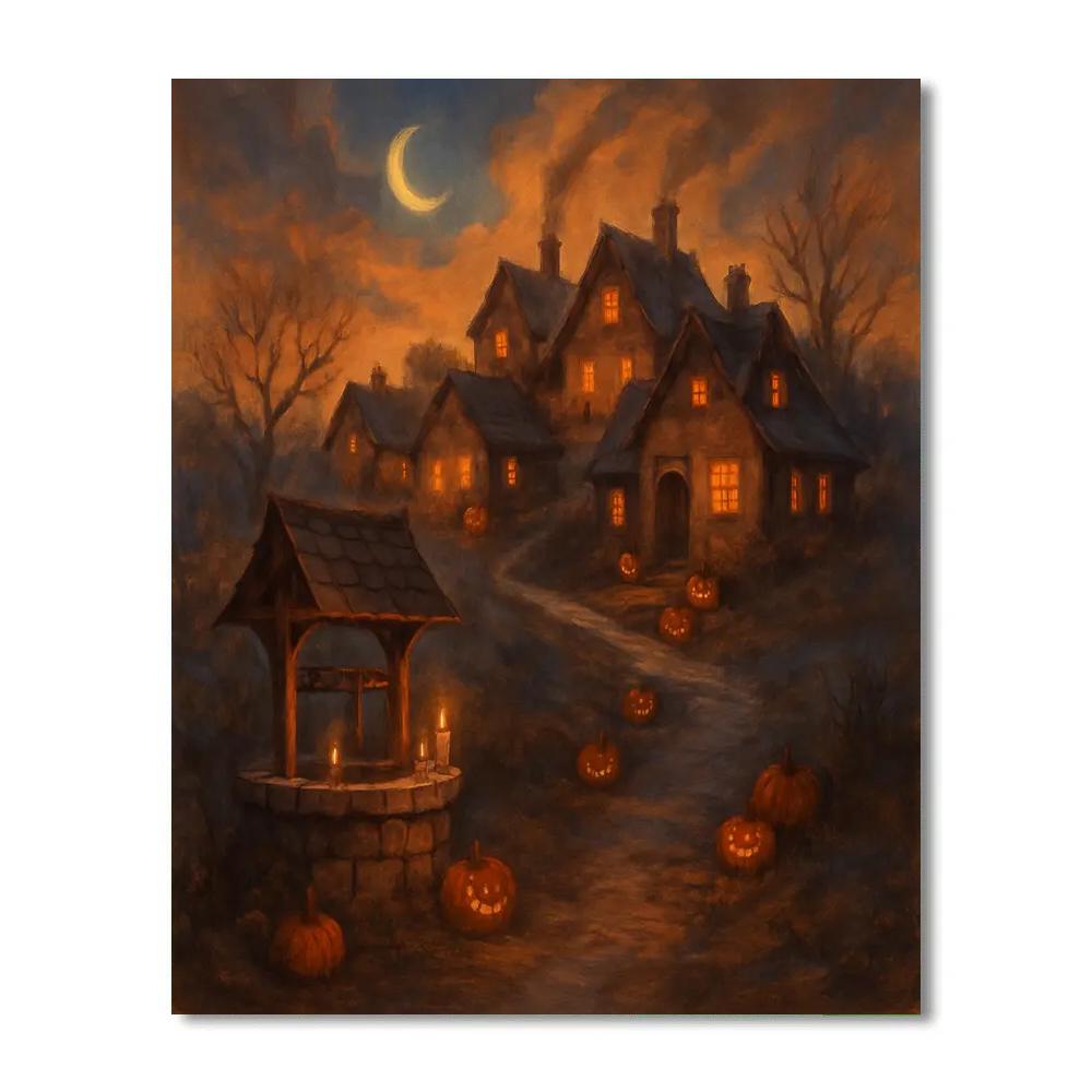 Hearthlight Hamlet On The Hill paint by numbers