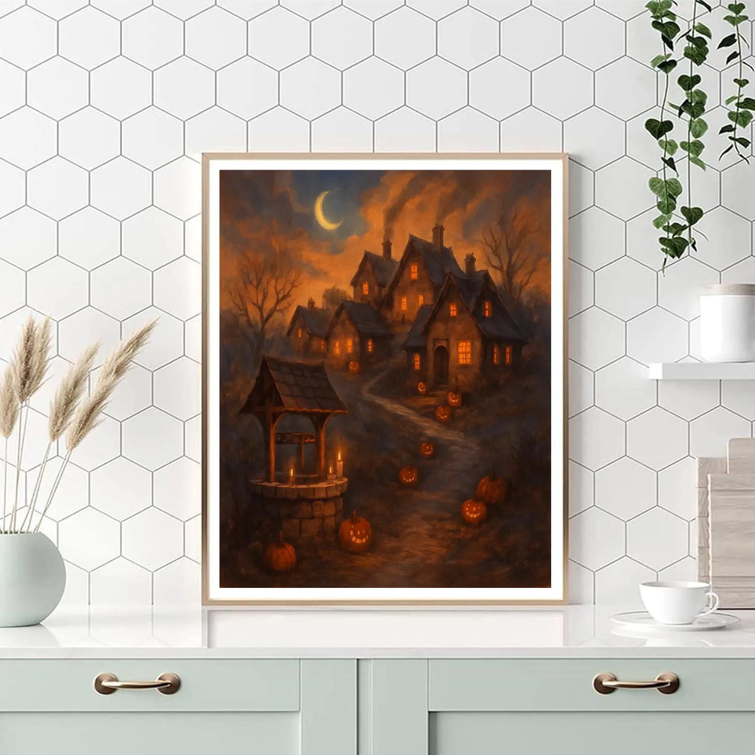 Hearthlight Hamlet On The Hill paint by numbers