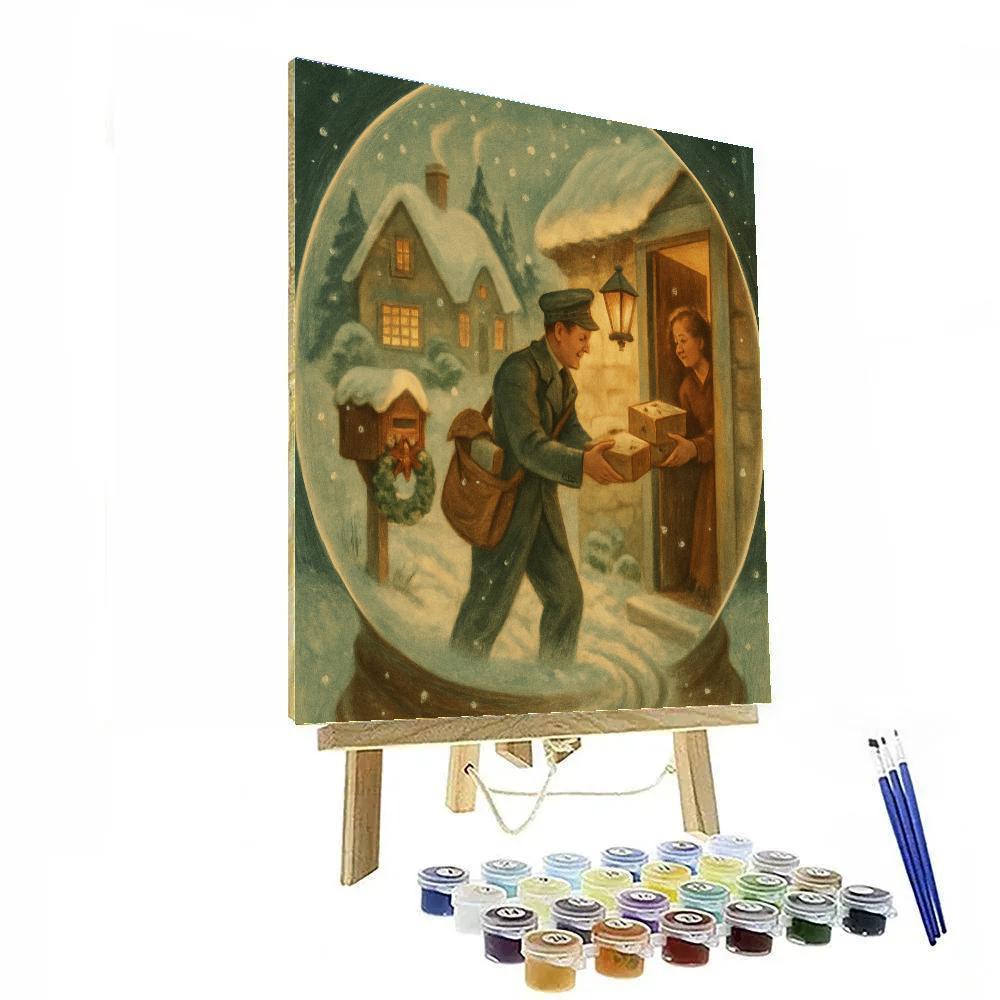 Snow Globe Postman Delivery Numbered painting kits