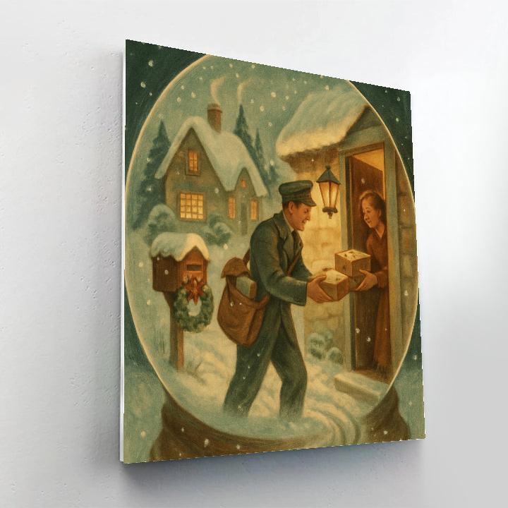 Snow Globe Postman Delivery Numbered painting kits