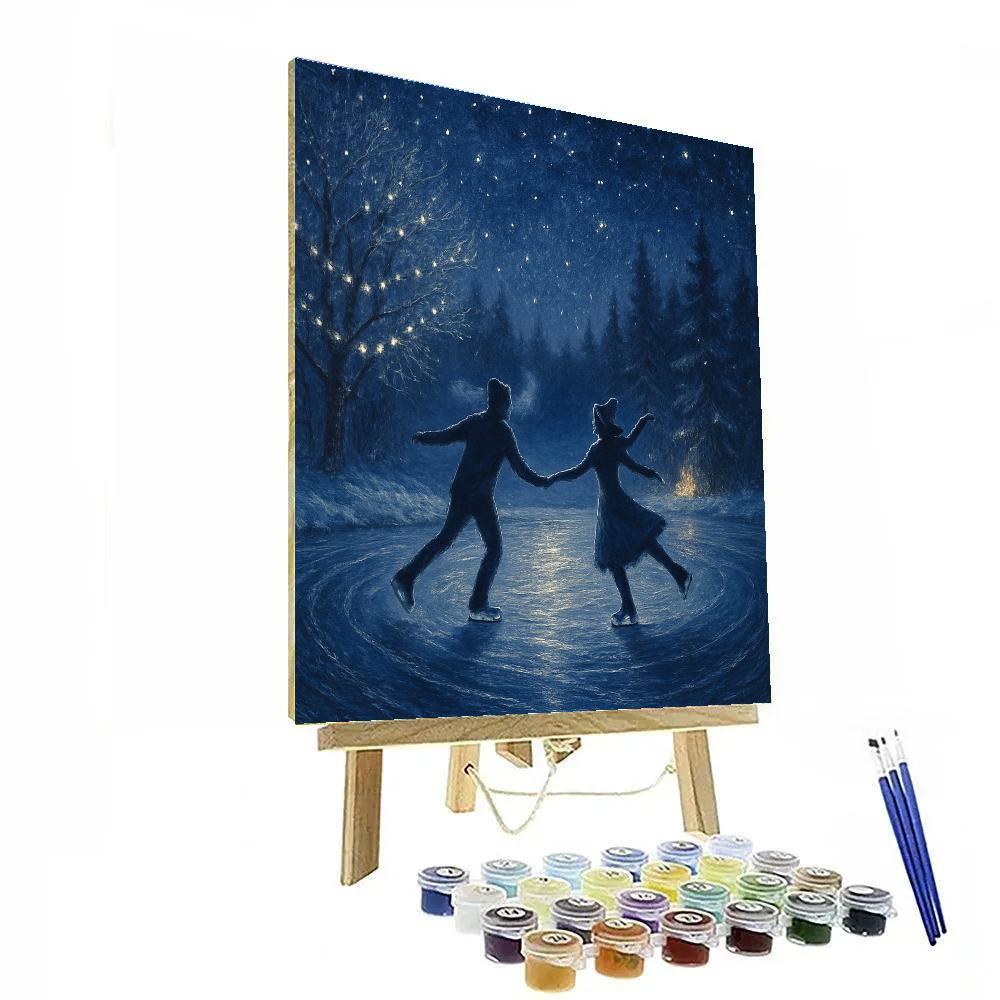 Starlit Ice Skater Duet Number painting