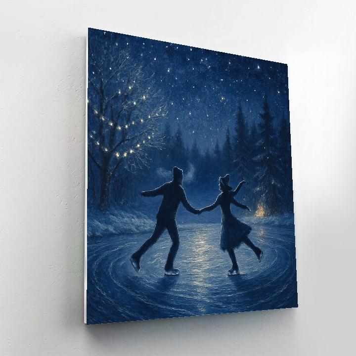 Starlit Ice Skater Duet Number painting