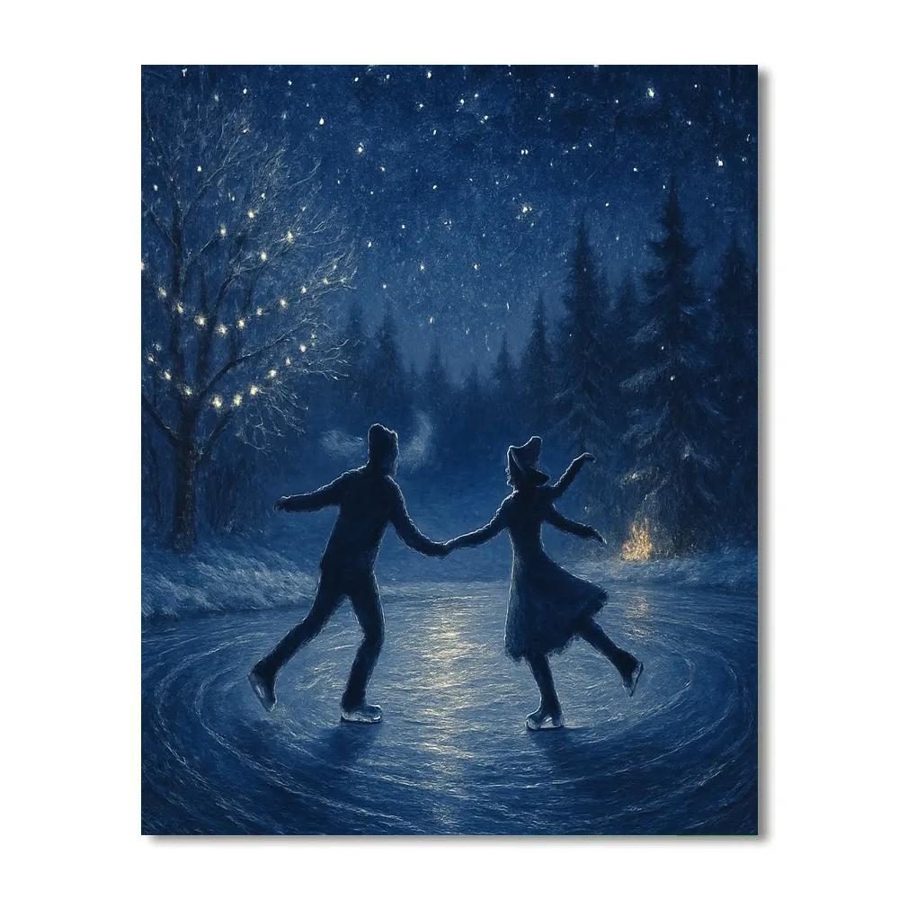Starlit Ice Skater Duet Number painting