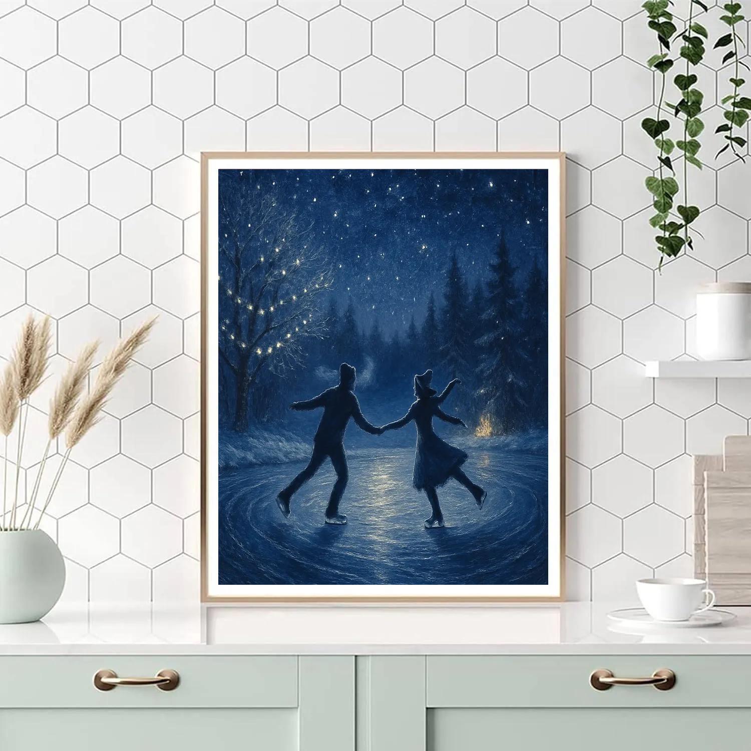 Starlit Ice Skater Duet Number painting