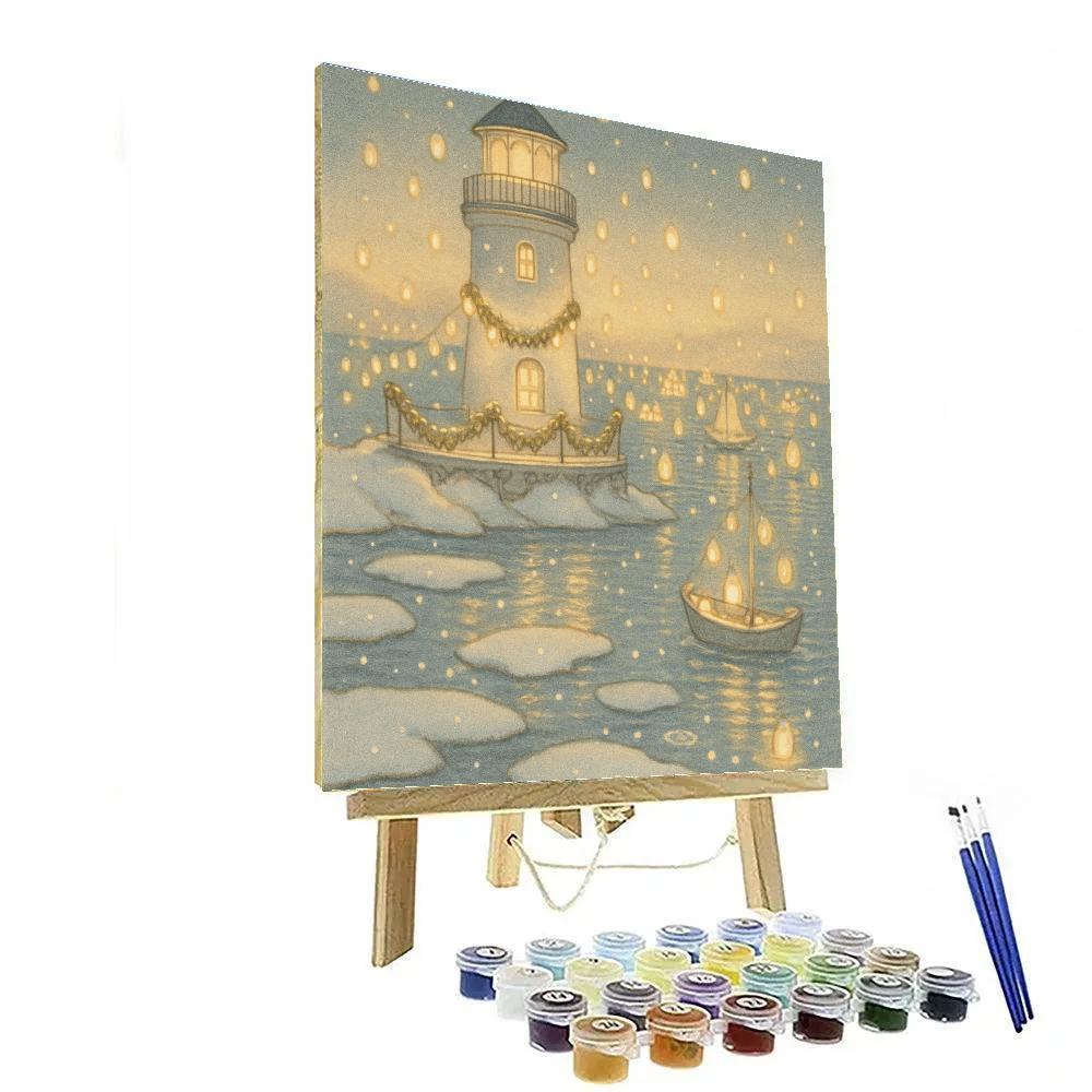 Winter Lighthouse Lantern Festival Number painting