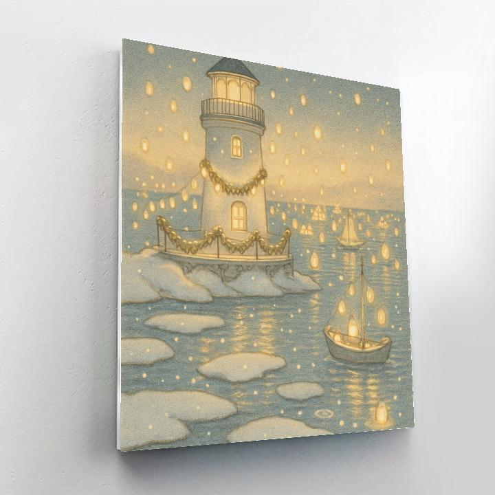 Winter Lighthouse Lantern Festival Number painting