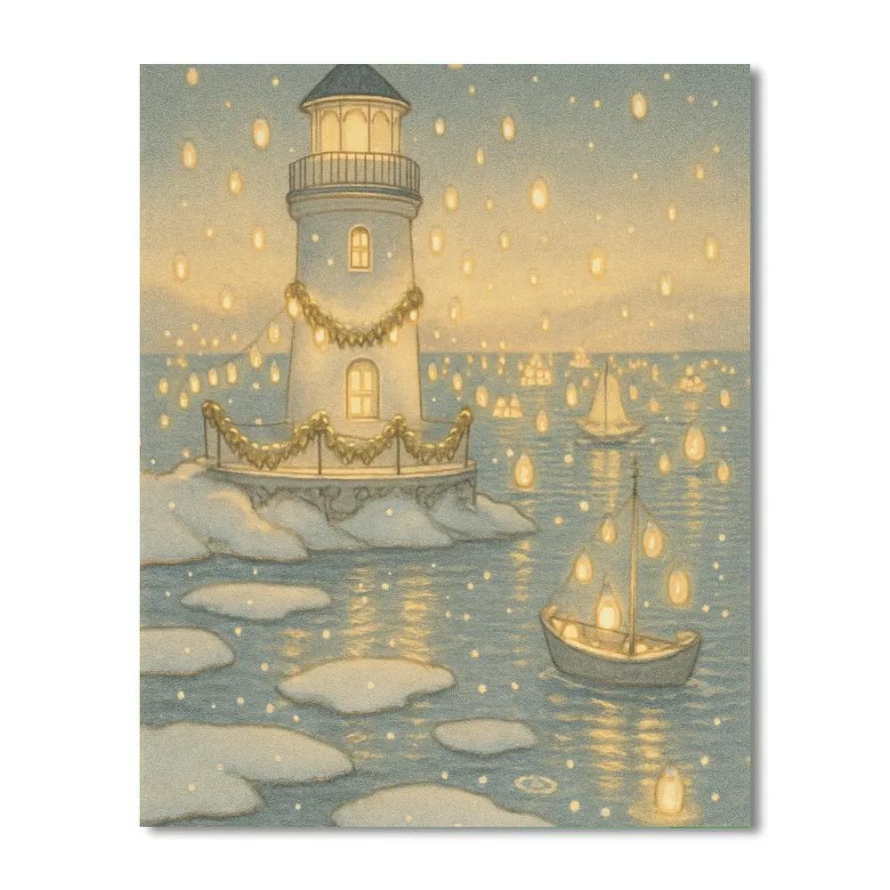 Winter Lighthouse Lantern Festival Number painting