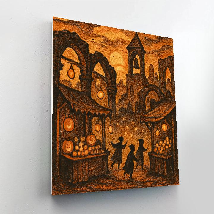 Moonlit Market By The Ruins paint by number