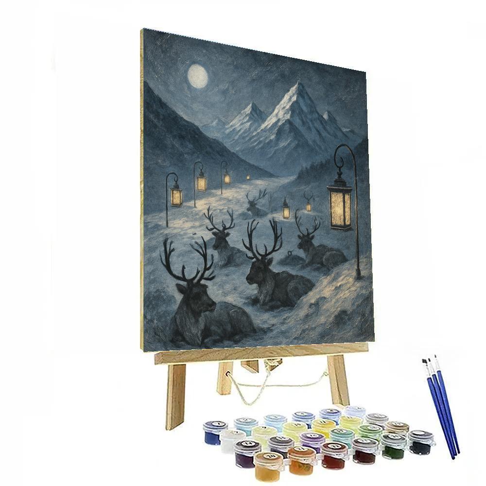 Lanterned Ridge Reindeer Rest Paint by numbers kits