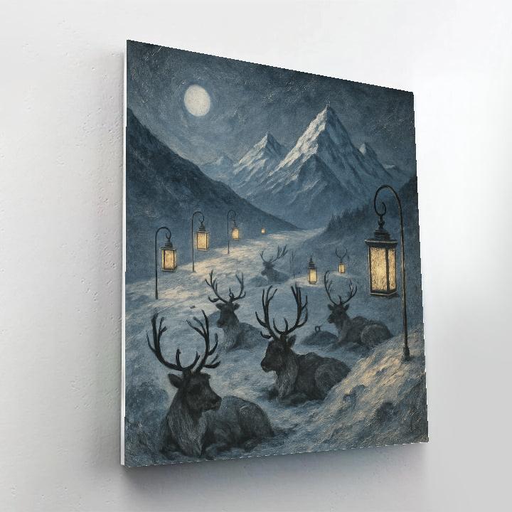 Lanterned Ridge Reindeer Rest Paint by numbers kits