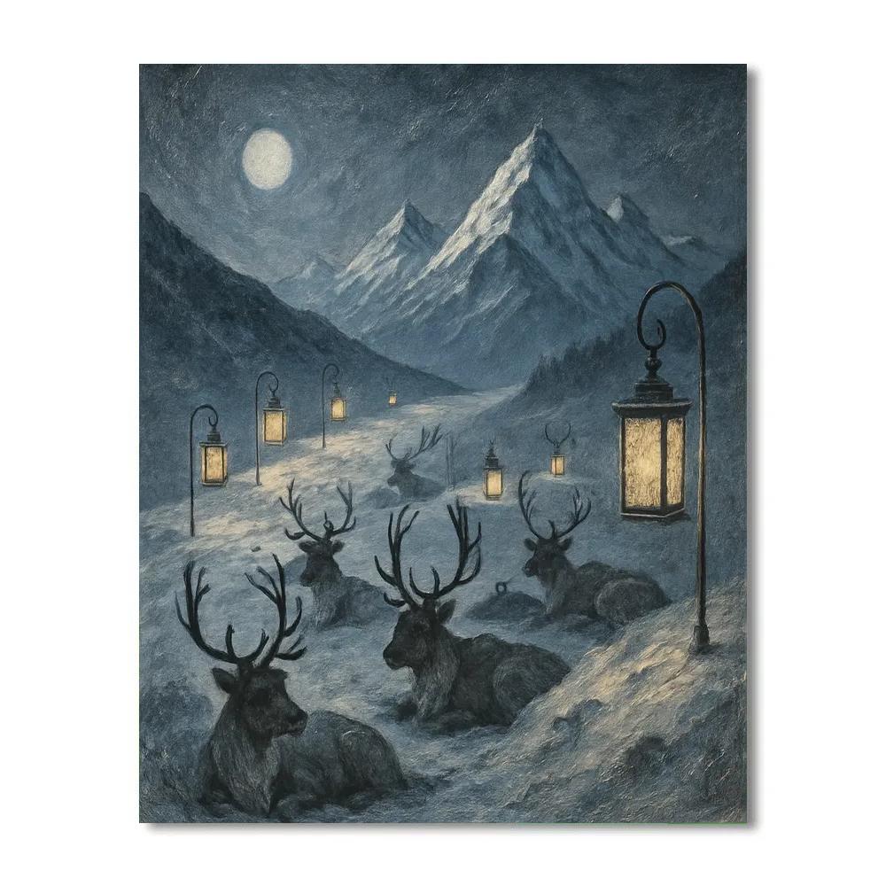 Lanterned Ridge Reindeer Rest Paint by numbers kits