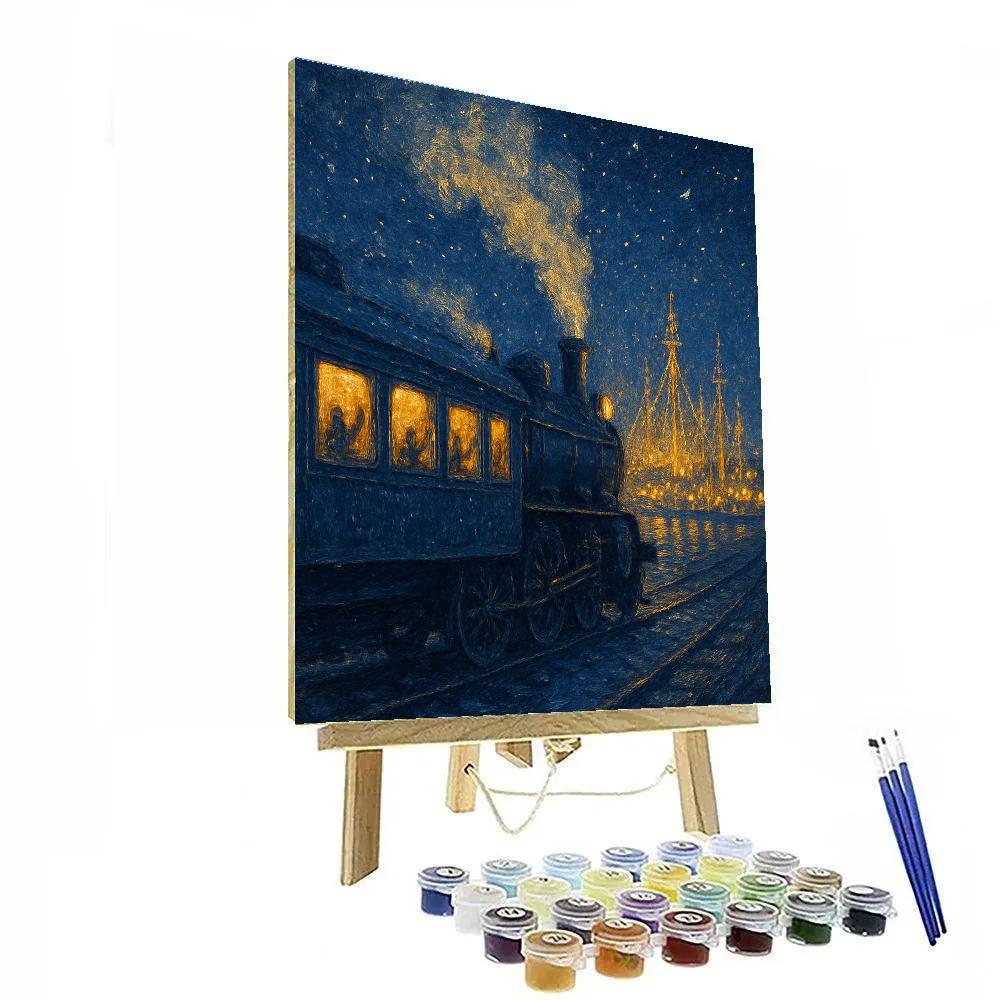 Midnight Train To Holiday Harbor painting number kit
