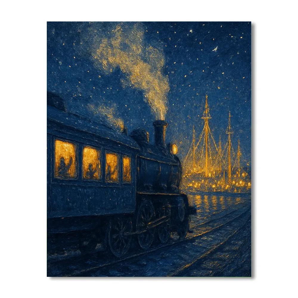 Midnight Train To Holiday Harbor painting number kit