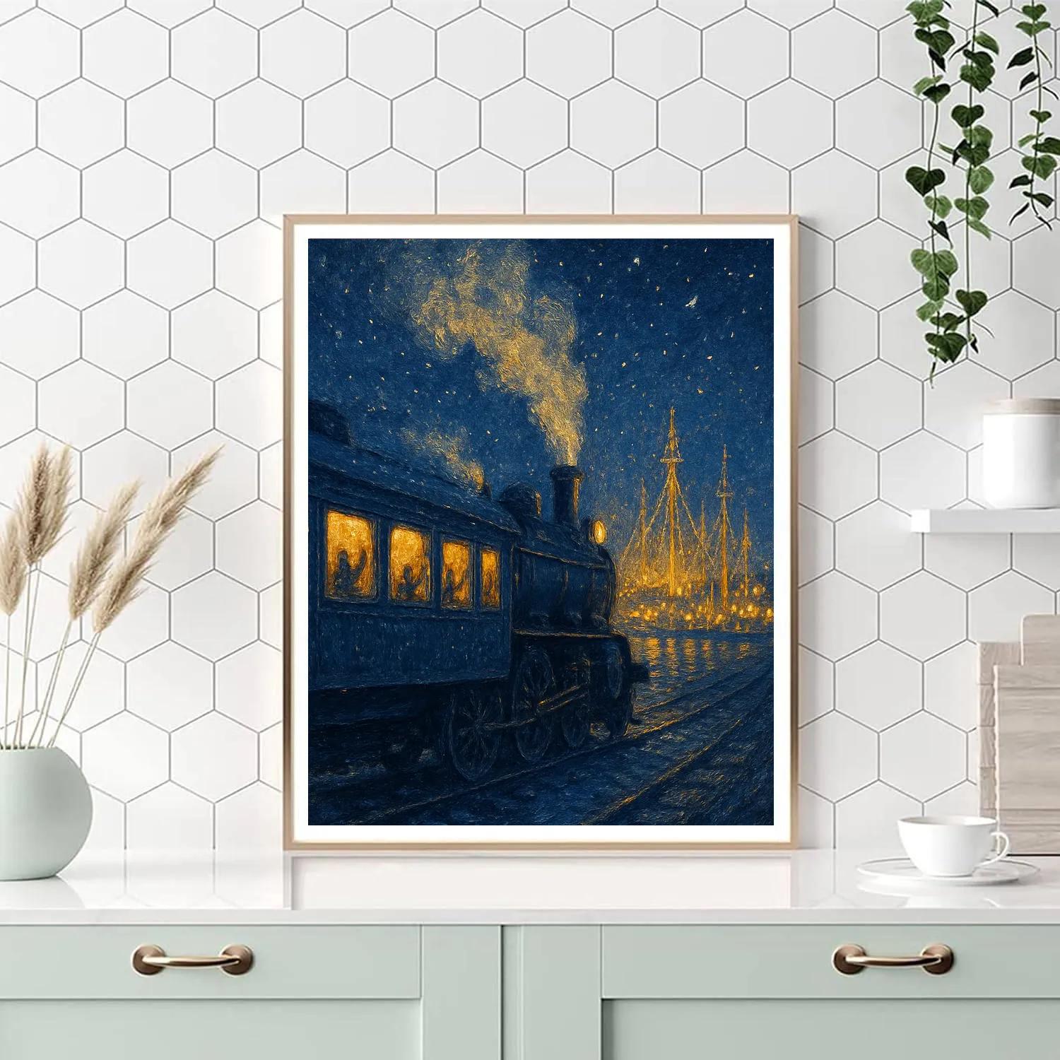Midnight Train To Holiday Harbor painting number kit