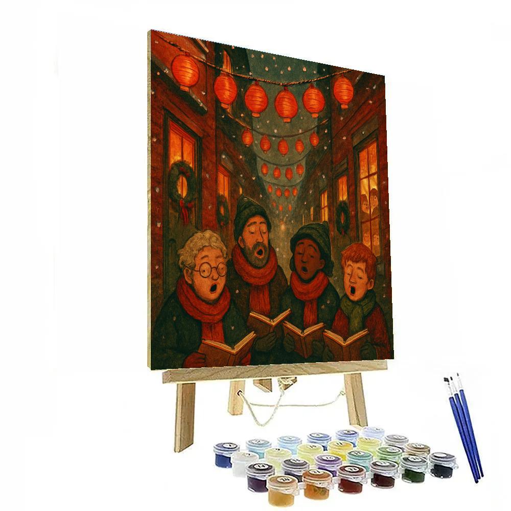 Merry Lantern Alley Choir paint by numbers