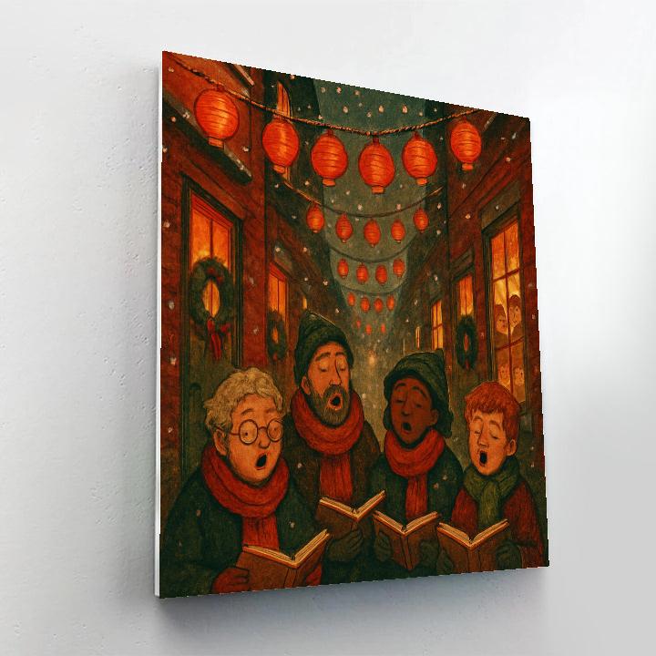 Merry Lantern Alley Choir paint by numbers