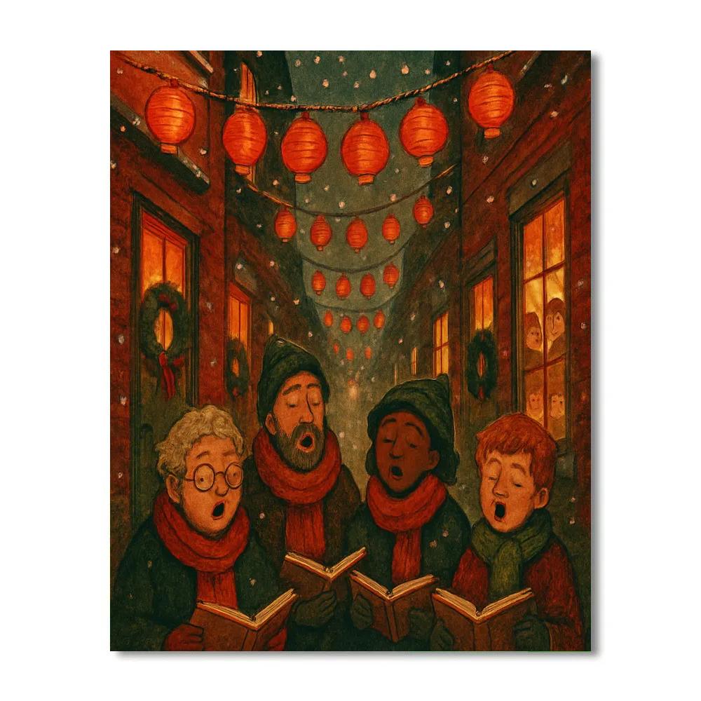 Merry Lantern Alley Choir paint by numbers