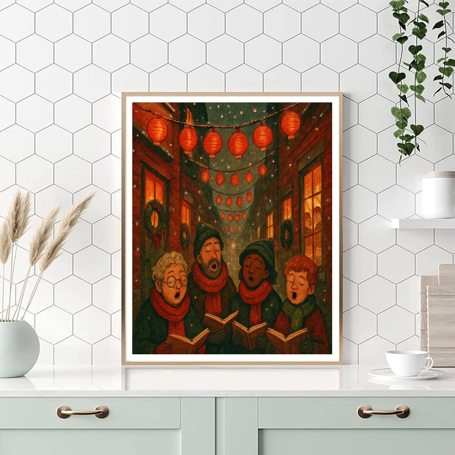 Merry Lantern Alley Choir paint by numbers
