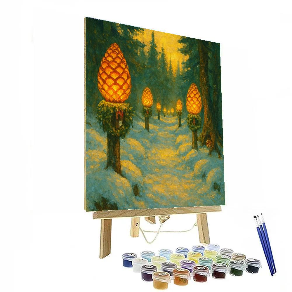 Glowing Pinecone Lantern Walk painting number kit
