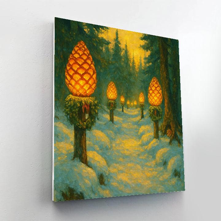Glowing Pinecone Lantern Walk painting number kit