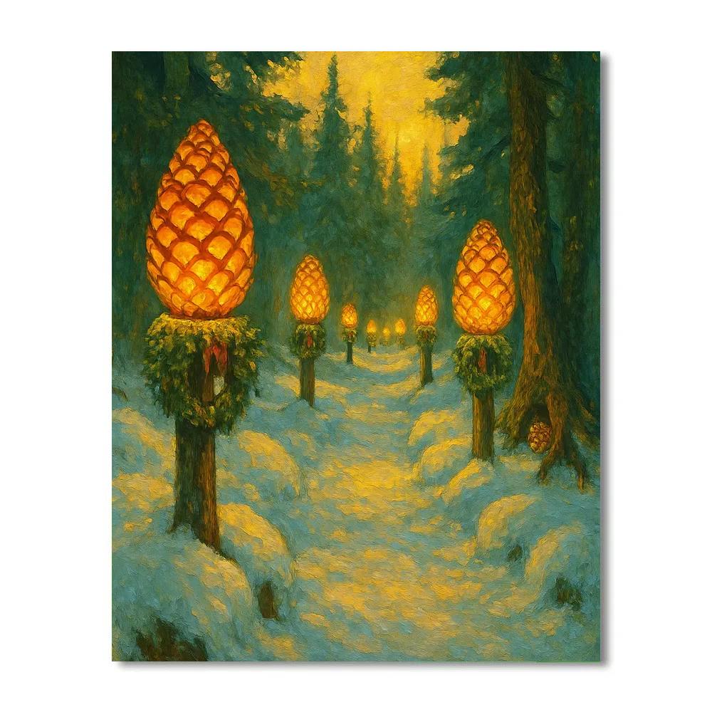 Glowing Pinecone Lantern Walk painting number kit
