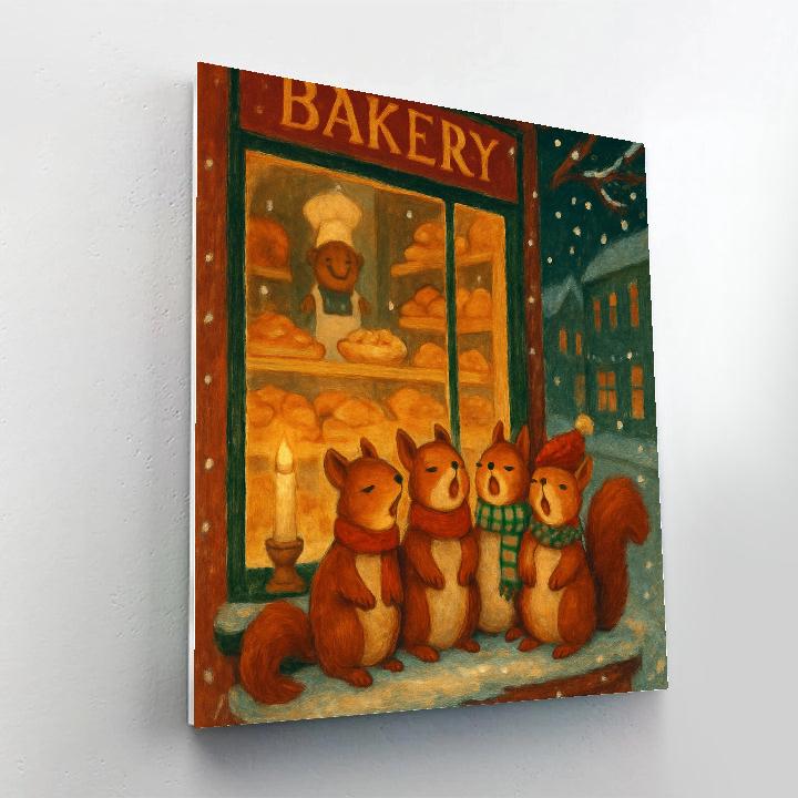 Frosted Window Choir Of Squirrels DIY paint by numbers